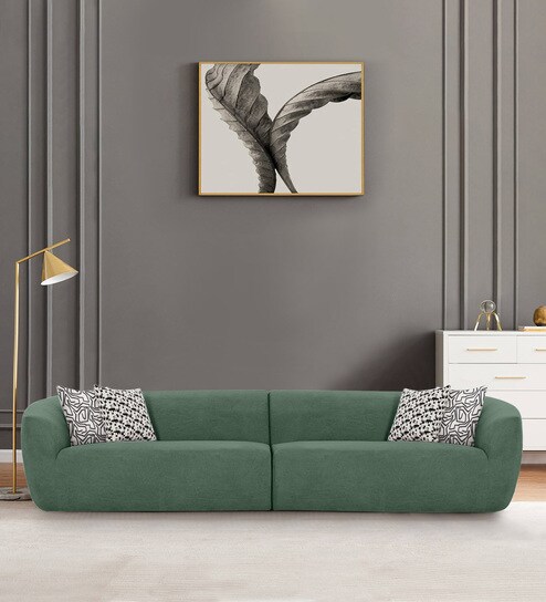 Palm Spring Fabric 4 Seater Sofa in Emerald Green Colour