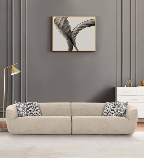 Palm Spring Fabric 4 Seater Sofa in Sand Brown Colour