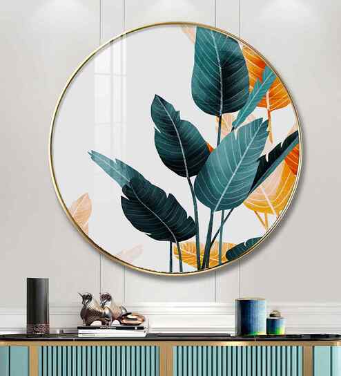 Palm Tree Leaves Acrylic Round Wall Art