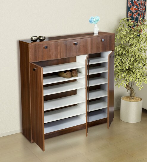 Buy Paloma Shoe Rack With Cushioned Seat In Brown Finish By Addy