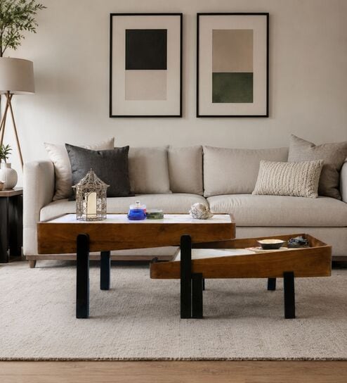 Panache Nesting Centre Tables In Chestnut White Finish