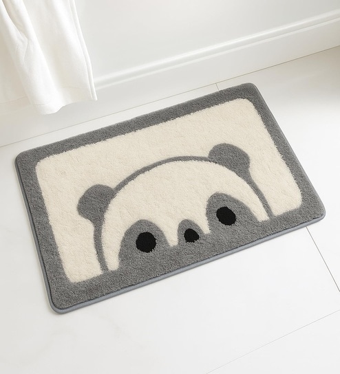 Panda Grey Microfiber 16x24 Inches Super Soft Bath Mat