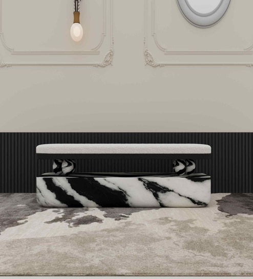 Panda Marble Bench In Black & White Finish