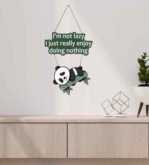 Panda with Quotes Wooden Wall Hanging for Living Room Bedroom Home Decor
