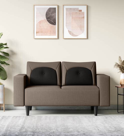 Pangram Fabric 2 Seater Sofa In Taupe Colour