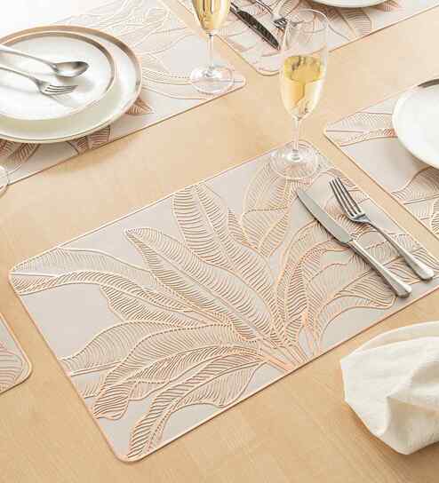 pano Botanical Glow Rosegold PVC Dining Table Mats (Set of 6)-picture-22
