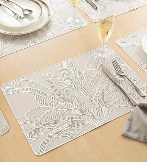pano Botanical Glow Silver PVC Dining Table Mats (Set of 6)-picture-30