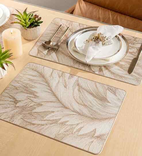 pano Feather Luxe Rosegold PVC Dining Table Mats (Set of 6)-picture-12