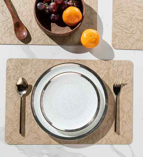 pano Marble Vine Beige PVC Dining Table Mats (Set of 6)-picture-13