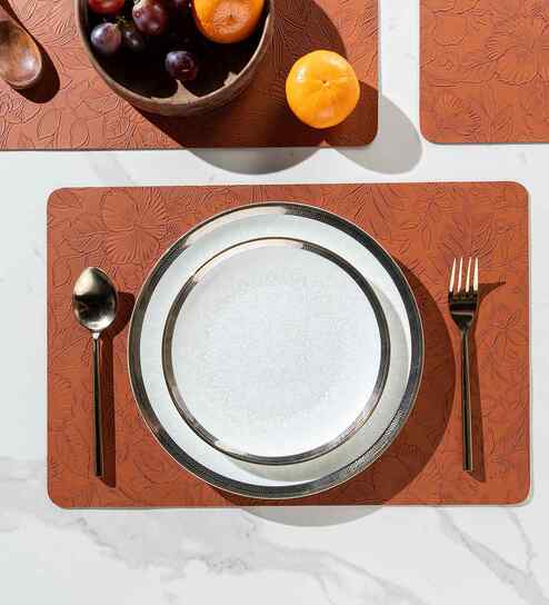 pano Marble Vine Terracotta PVC Dining Table Mats (Set of 6)-picture-37