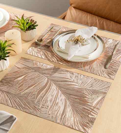 pano Palm Royale Rosegold PVC Dining Table Mats (Set of 6)-picture-32