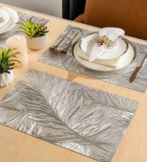 pano Palm Royale Silver PVC Dining Table Mats (Set of 6)-picture-20