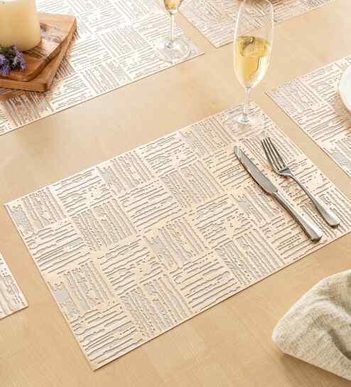 pano Urban Grid Golden PVC Dining Table Mats (Set of 6)-picture-36