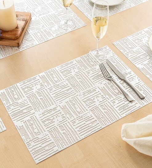 pano Urban Grid Silver PVC Dining Table Mats (Set of 6)-picture-39