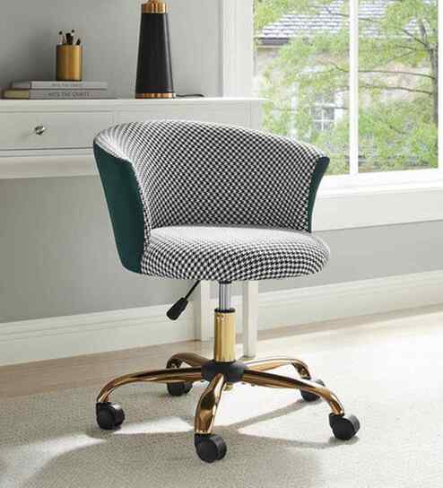 Paolo Velvet Fabric Guest Chair In Green & Black Colour