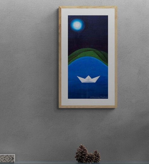 Paper Boat Ii Handmade Acrylic Paint On Canvas Unframed