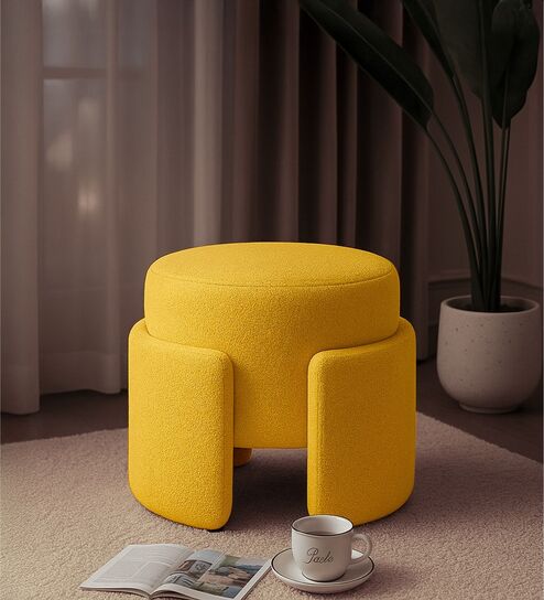 Paradiso Fabric Pouffe In Golden Fluff Colour