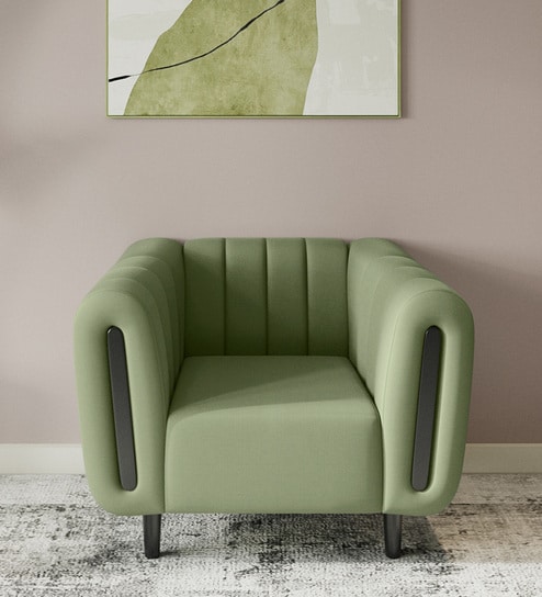 Paramount Fabric 1 Seater Sofa in Green Colour