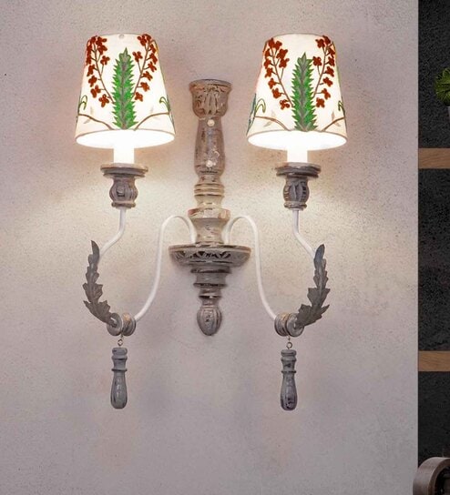 Parisian Wooden Novelty Wall Light (Distressed Grey)