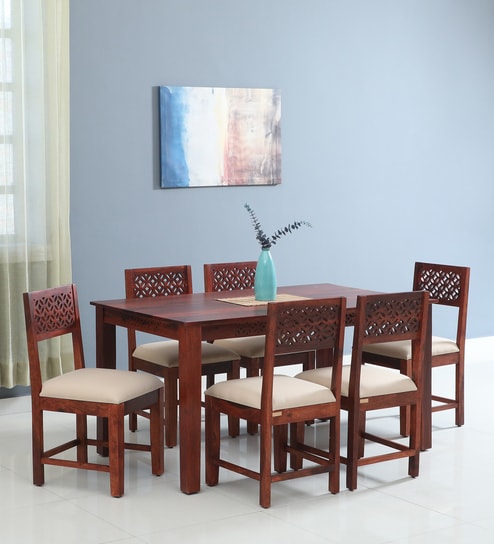Parnika Sheesham Wood 6 Seater Dining Set In Scratch Resistant Honey Oak Finish