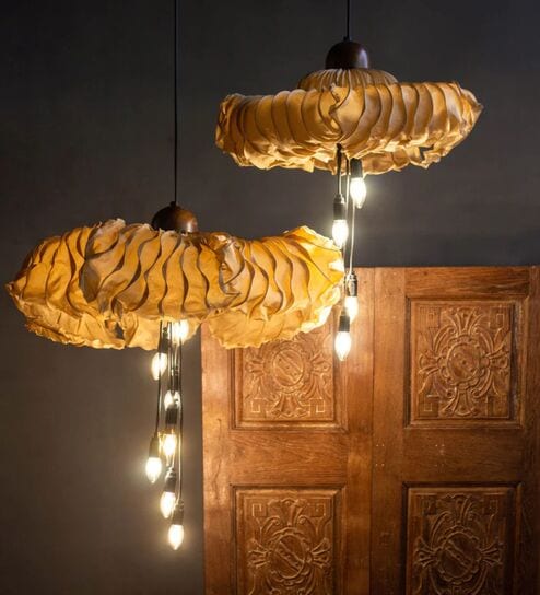 Passion Flower (Large) Wood & Banana Fibre Pendant Hanging Light