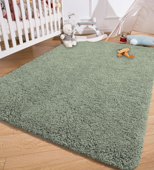 Pastel Green Solid Microfiber 3 X 5 Feet Tufted Carpet