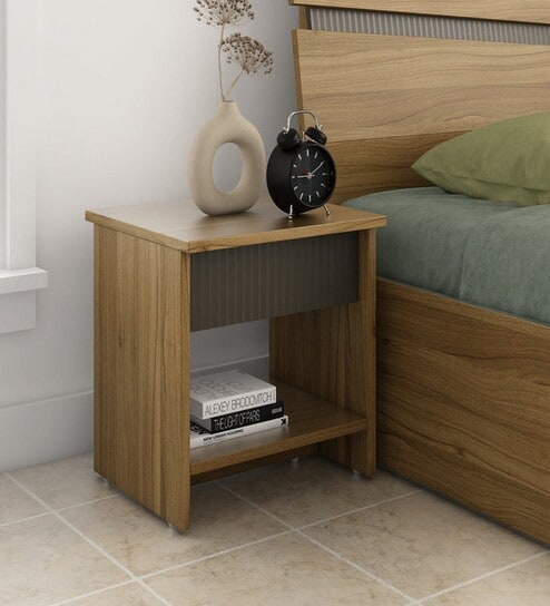 Paula Bed Side Table In Natural Teak Finish