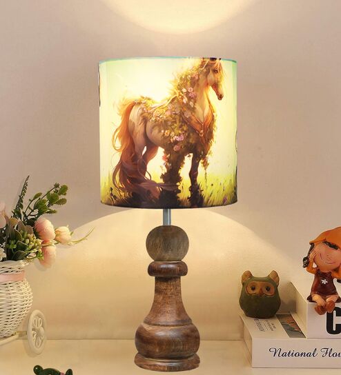 Pawn Horse Chess Rustic Wooden Base Bedside Night Lamp