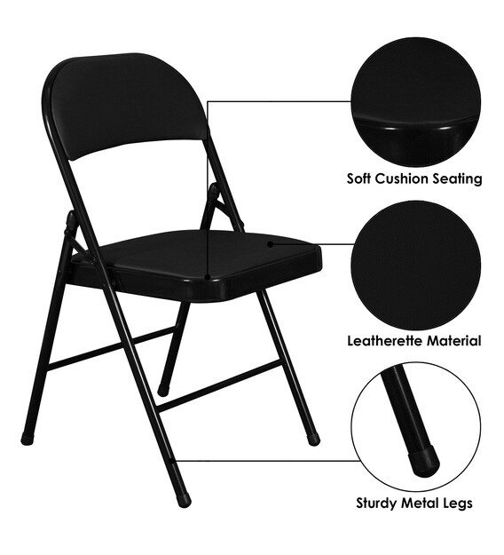 Buy Folding Metal Chair in Black Colour By Storyhome Online Metal