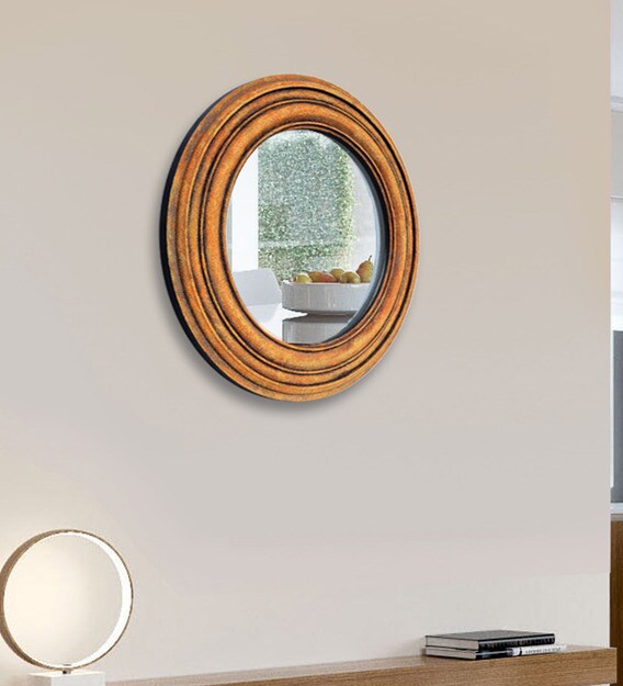 Buy Brown Wood And Glass Sand Art Decorative Mirror By Panash Art Online Rectangle Mirrors Wall Accents Home Decor Pepperfry Product