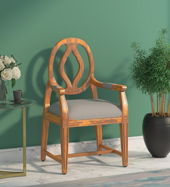 Buy Parker Solid Wood Arm Chair in Rustic Teak Finish Amberville By