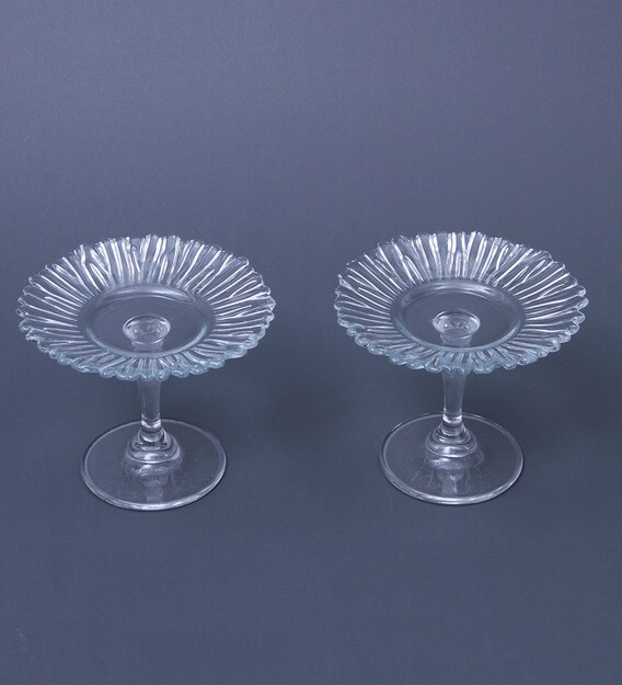 Buy Glass Round Dessert Stand Set of 2 by Pasabahce Online Platters
