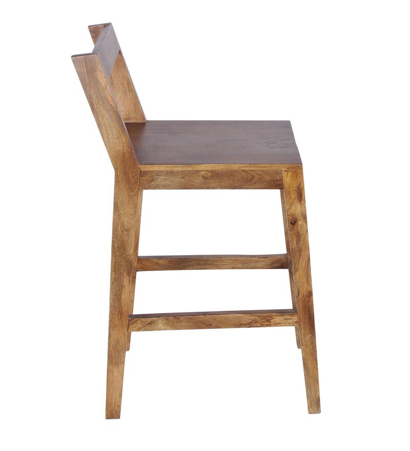 Buy Pablo Solid Wood Bar Stool In Teak Colour Online - Modern Bar 