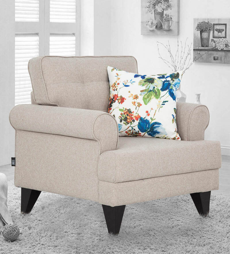 Buy Paddington Fabric 1 Seater Sofa in Beige Colour by HomeTown Online
