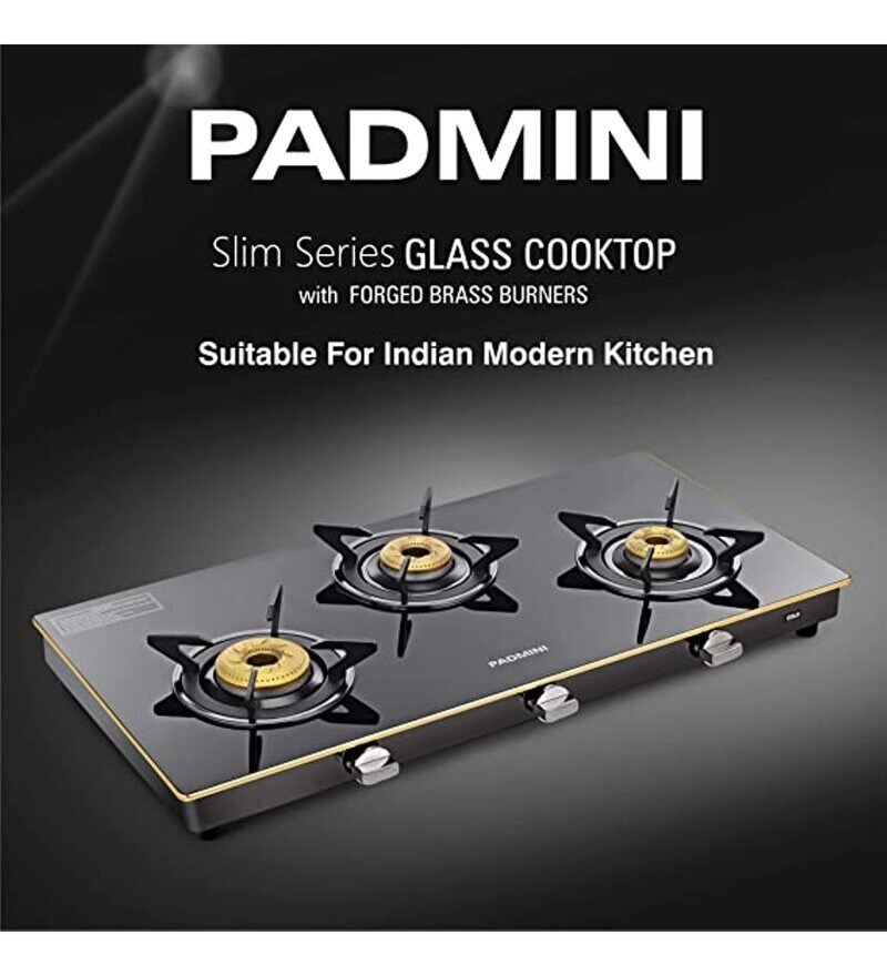 Buy Padmini CS 3GT Gold Auto Ignition 3 Burner Gas Stove (1 HF, 1 Big