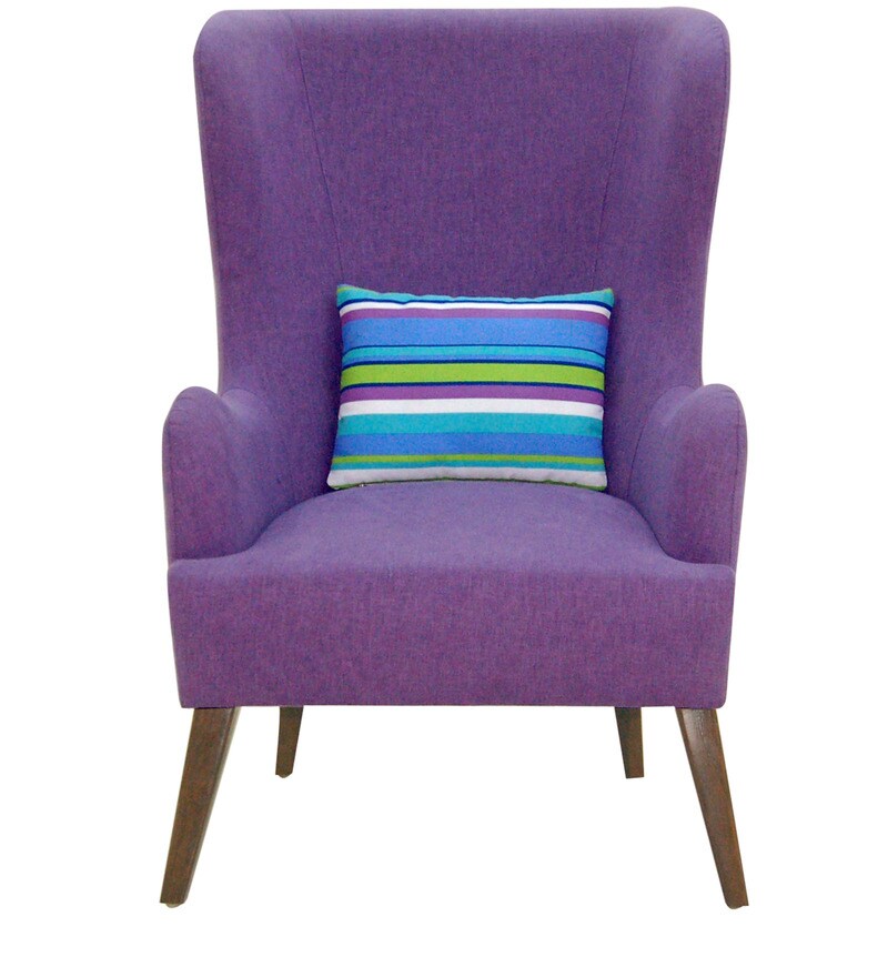 Buy Cecelia Wing Chair in Purple Colour by CasaCraft Online Solid
