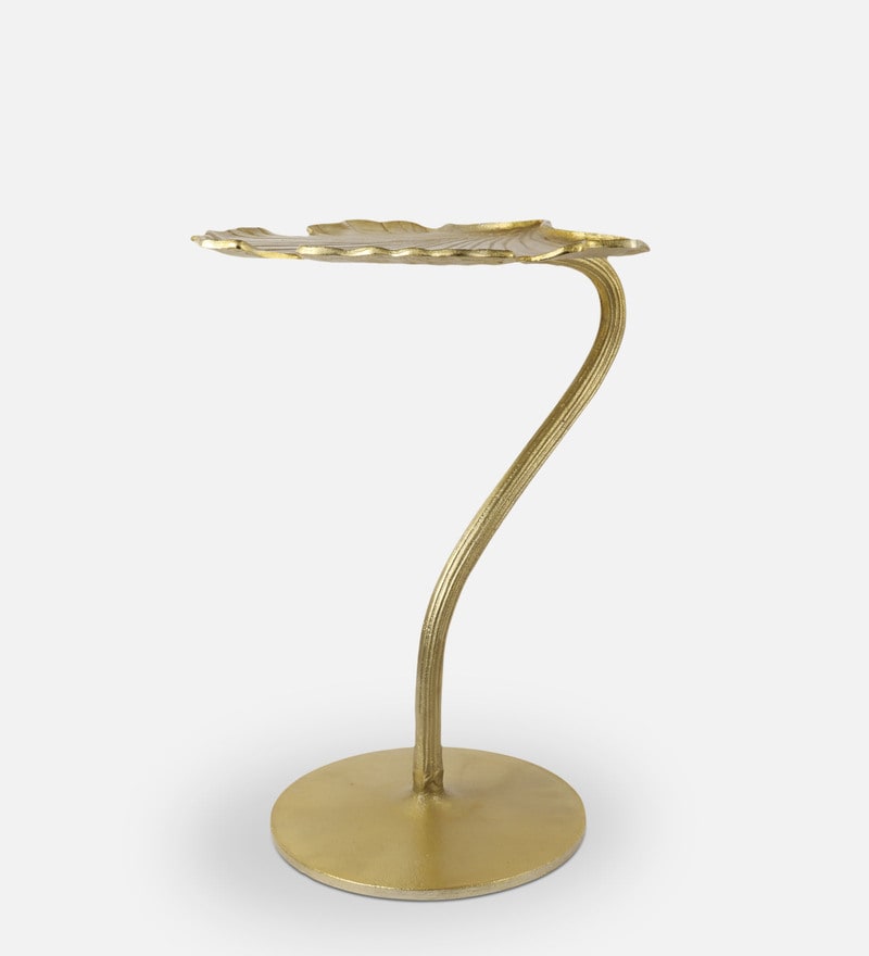 gold palm leaf side table