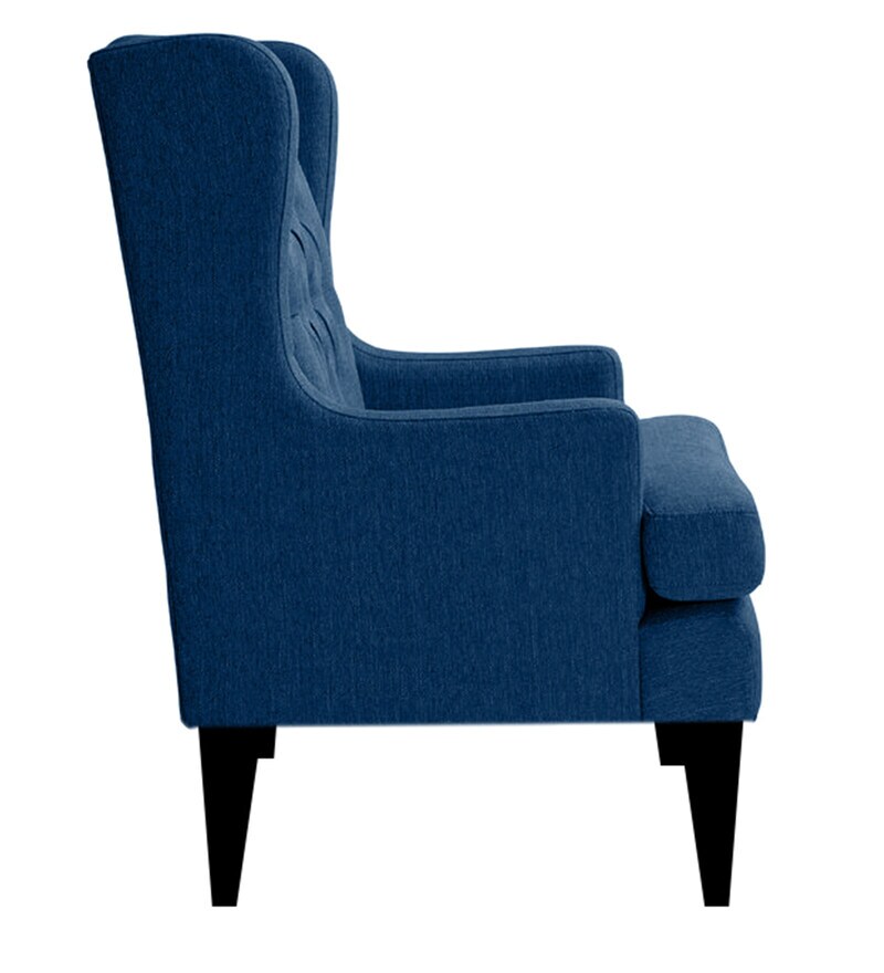 Buy Panas Wing Chair In Blue Colour By Febonic Online Solid Color