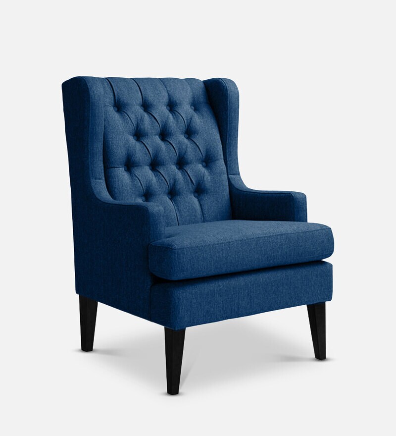 Buy Panas Wing Chair In Blue Colour By Febonic Online Solid Color