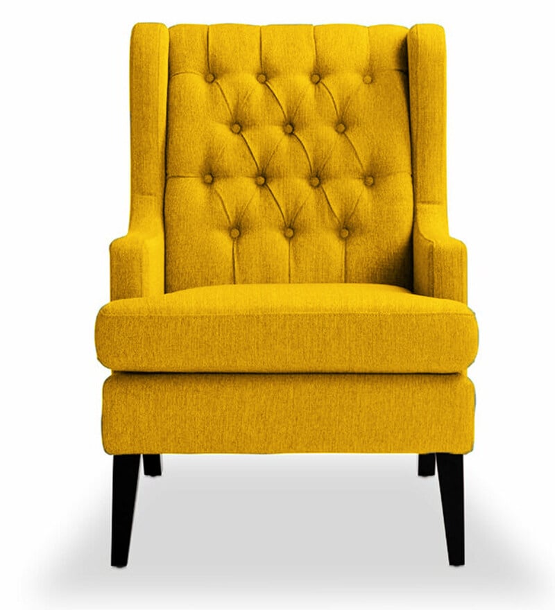 Buy Panas Wing Chair In Yellow Colour By Febonic Online Solid Color