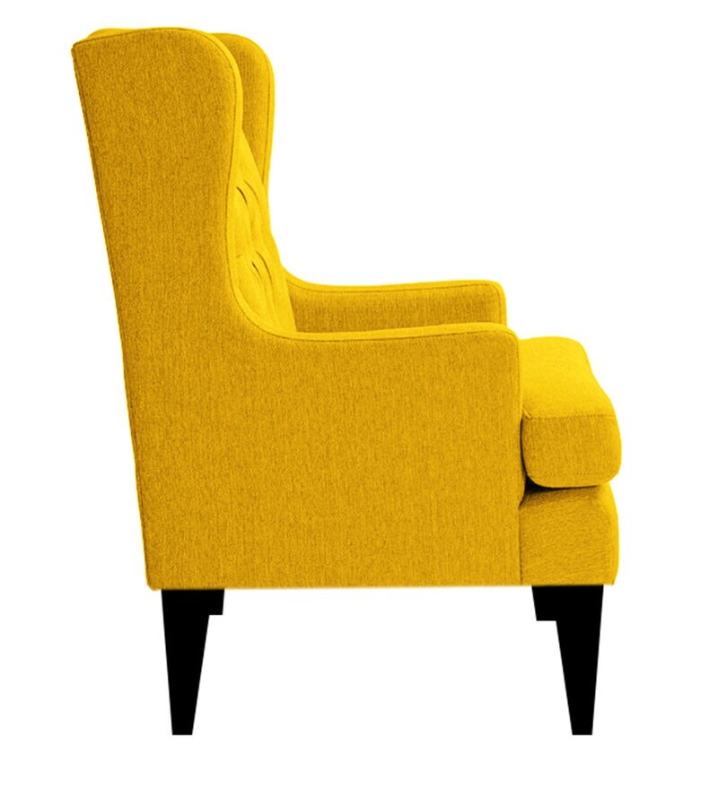 Buy Panas Wing Chair In Yellow Colour By Febonic Online Solid Color