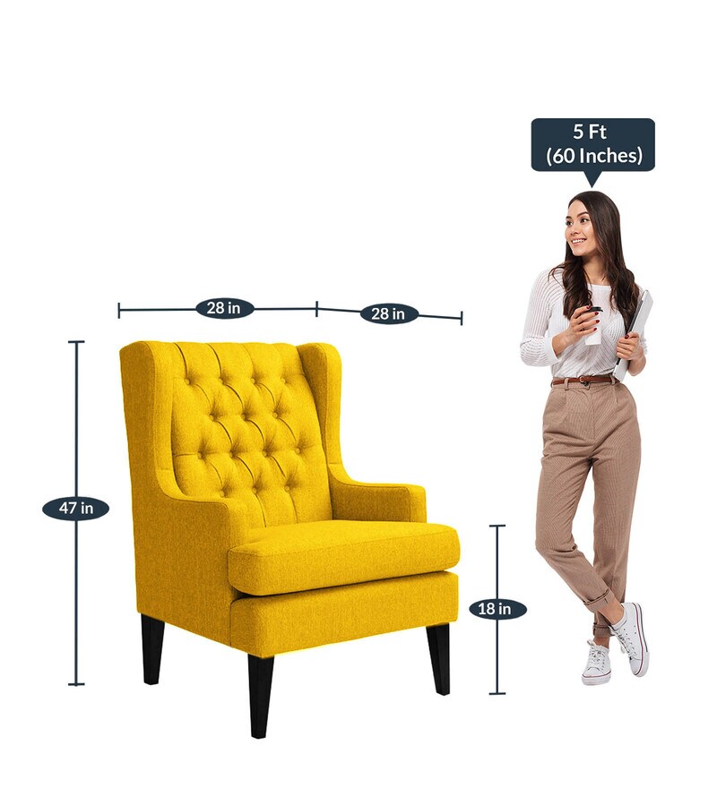 Buy Panas Wing Chair In Yellow Colour By Febonic Online Solid Color