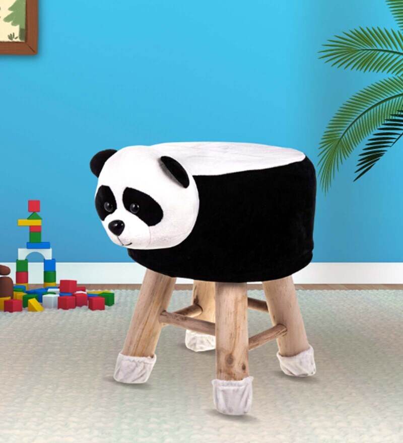 Buy Panda Kids Stool in Black Colour by BestP Online - Kids Stools ...