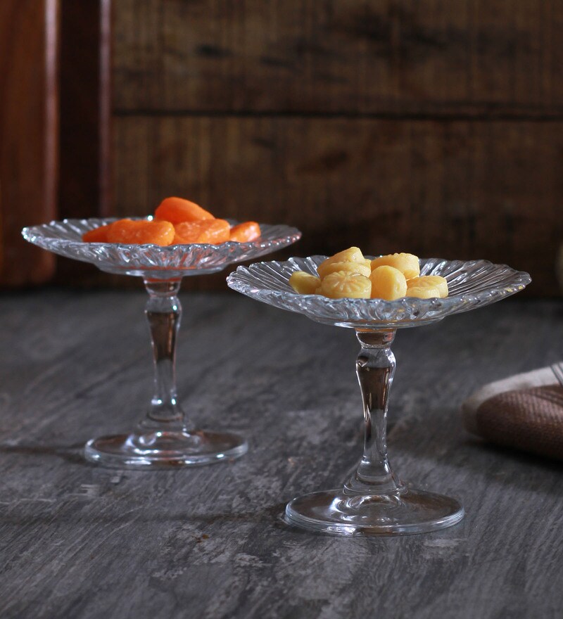 Buy Glass Round Dessert Stand Set of 2 by Pasabahce Online Platters