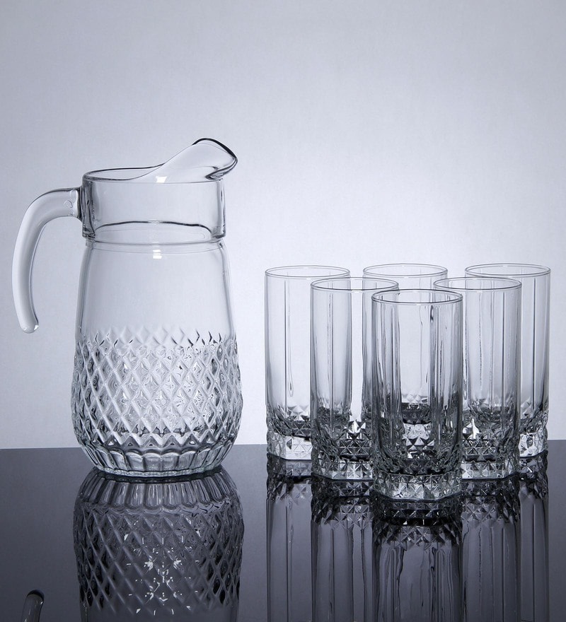 Buy Glass NA (Set of 7) Water Jug with Glass Online Jugs Kitchen and Dining Kitchen and