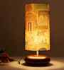 Pabel Shape Wooden Base Table Lamp With Mharani Shade Fabric Shade 21.5"