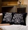 Pack of 2 Black Abstract Velvet Hand Crafted Cushion Covers