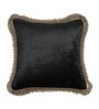 Pack of 2 Black Velvet Fringed Velvet Cushion Cover 16x16 inches