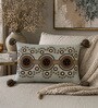 Pack of 2 Brown Abstract  Cotton Hand Crafted Cushion Covers
