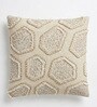 Pack of 2 Cream Beige Abstract  Cotton Hand Crafted Cushion Covers